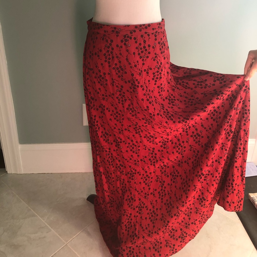 Vintage red and black maxi skirt